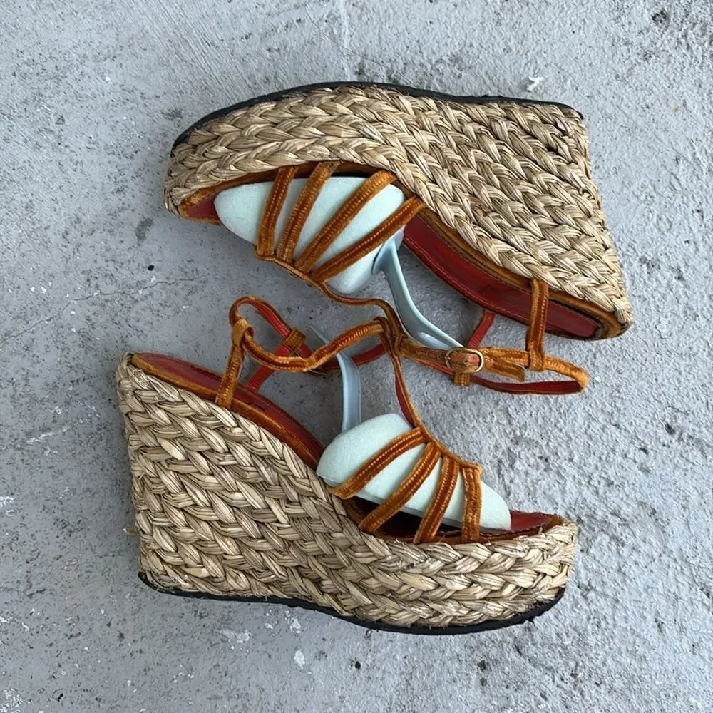 Vintage YSL Velvet Strappy platforms